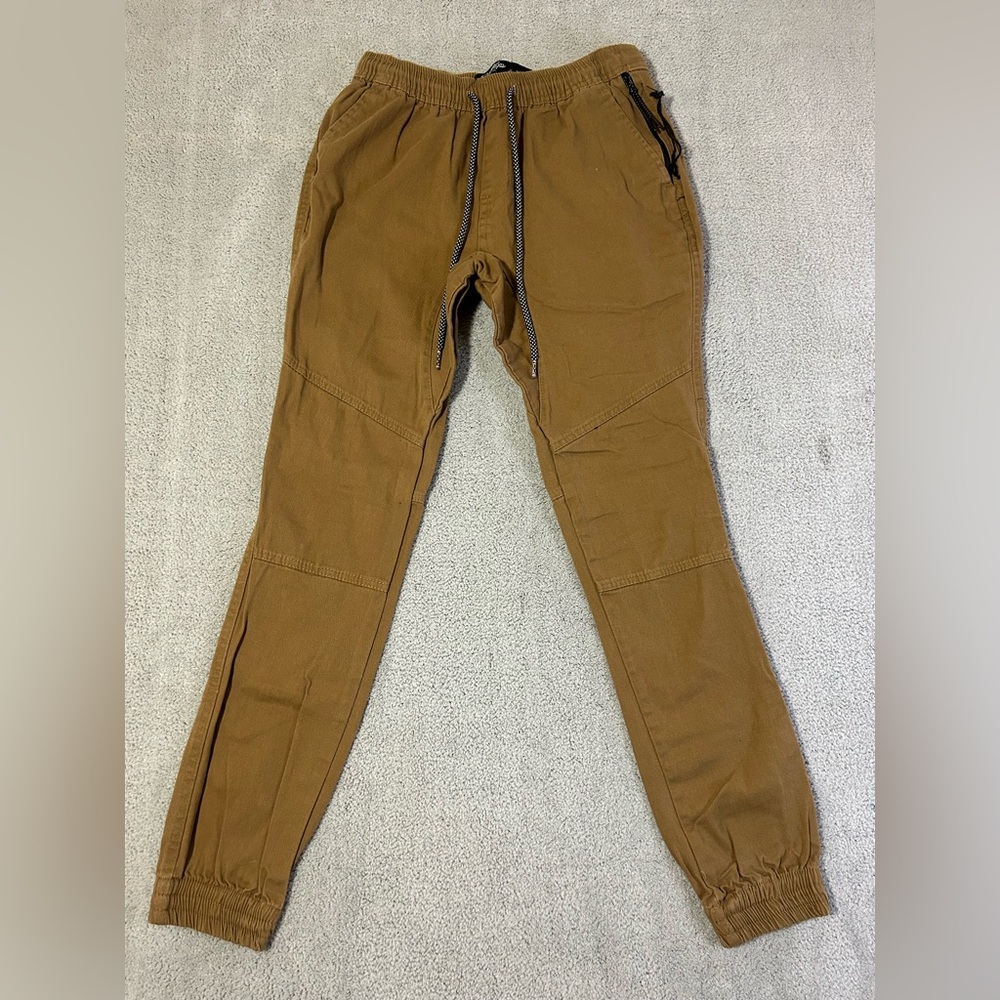 Brooklyn Cloth The Jogger Pants Mens S 24x27 Khaki Moto Drawstring Tapered Leg